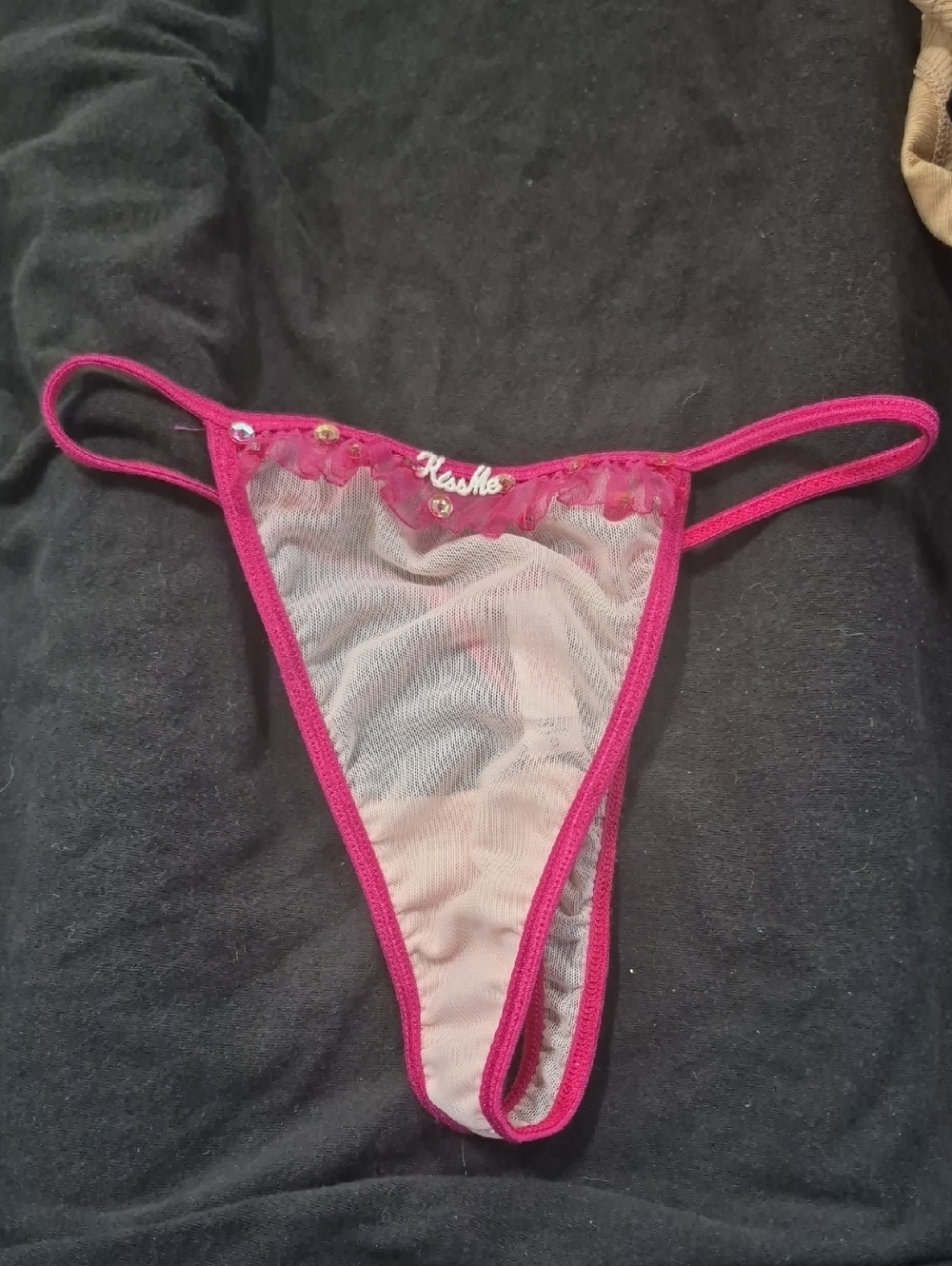 Vintage Y2K Victorias Secret Kiss Me Thong Panties Sm